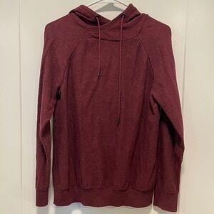 Frederik Anderson Copenhagen Mens Burgundy Cotton Knit Hoodie Sweater Size M